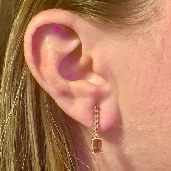 Rubellite Tourmaline Ruby Earrings 14k Gold 1.25 TCW Certified $3,950 018676 - Picture 1 of 13